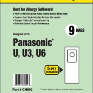 PANASONIC U/U3/U6 HEPA BAGS 9PK